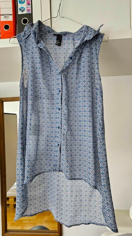 H&m ľahká letná modrá blúzka bez rukávov, veľ. 38, h&m,38
