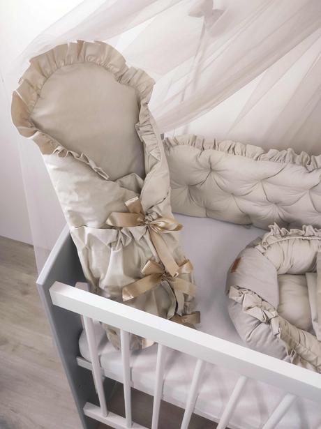 Súprava do postieľky + zavinovačka pudrová,