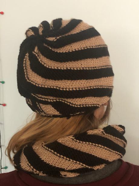 Pletená súprava, čiapka a tunel, 128 - xs