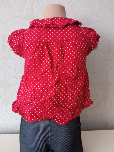 Dievčenská červená bodkovaná košeľa (2-3 r.), mini mode,92