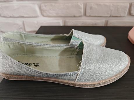 Strieborno jemne mentolove espadrilky 38, 38