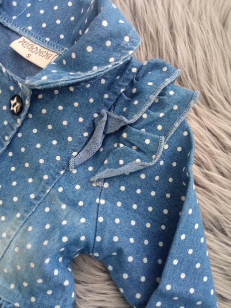 Dievčenské bodkované tenké džínsové šaty (80), 80