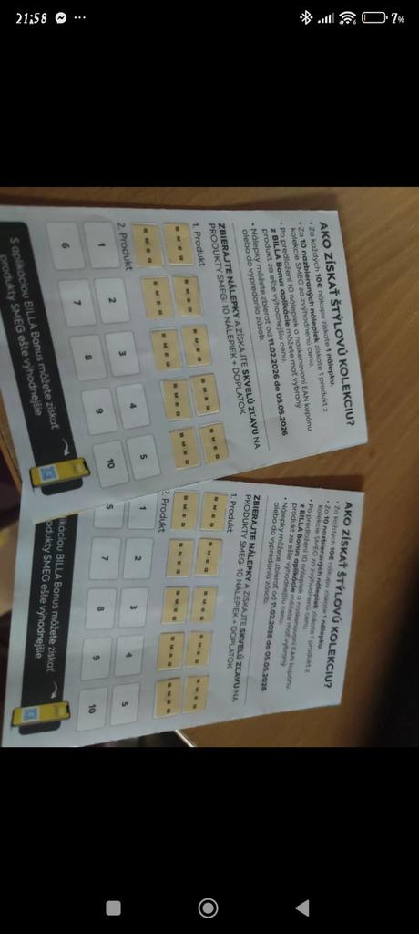 Billa nálepky smeg 20ks, 