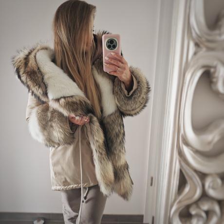 Luxusná parka s extra hustou kožušinou, s
