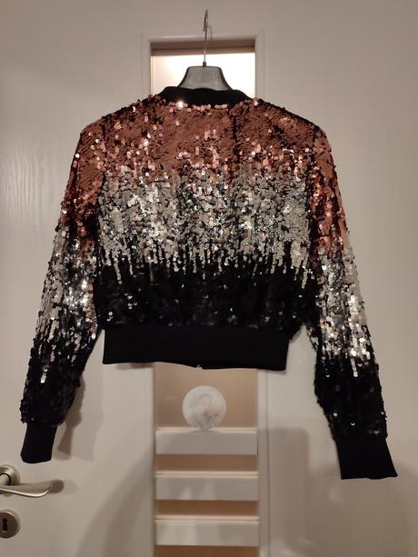 Kratšia bundička s flitrami 146/152, h&m,146