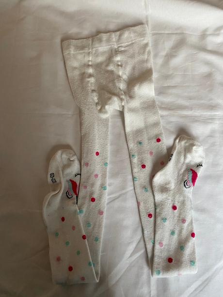 Pančušky biele bodkované, 128