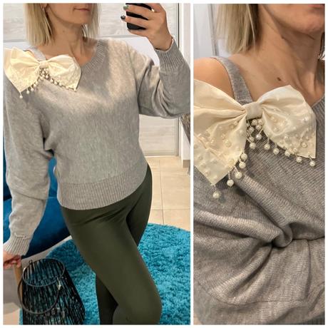 Dámsky sveter s veľkou mašľou (uni), l / m / xl