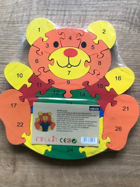 Drevené puzzle-macko, 