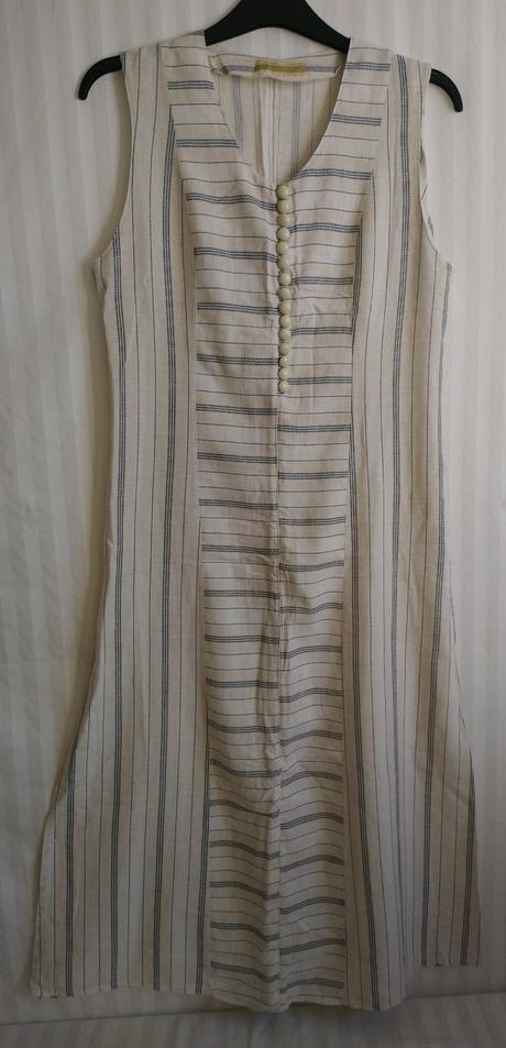 Dámske dlhé krémovo biele šaty na leto s pásikmi, xl