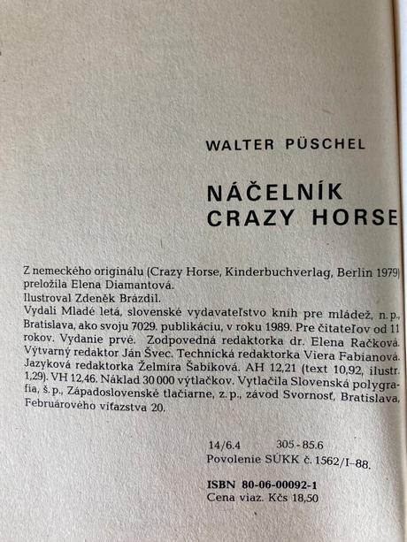 Náčelník crazy horse-prvé vyd.1989, 