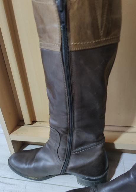 Hnede kožene čižmy donna karolina, 37