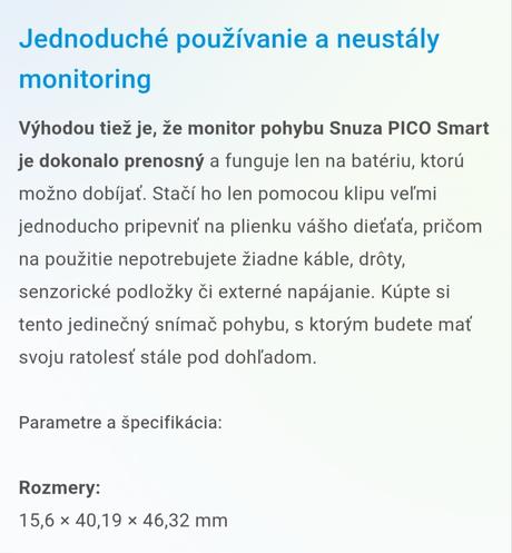 Snuza smart monitor pohybu pico, snuza