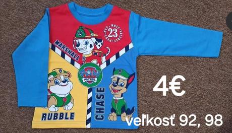 Tričko s dlhým rukávom paw patrol, 92 / 98 / 104