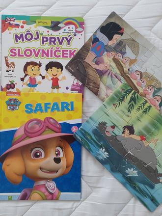 Kniha,angličtina a puzzle gratis, 