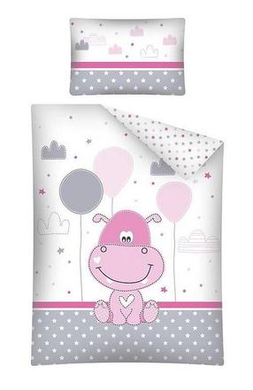 Obliečky do postieľky hrošík ružová 100/135, 40/60, šírka (cm): 100,dĺžka (cm): 130