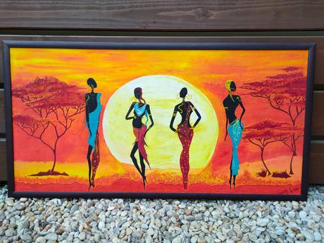 Ručne maľovaný obraz černošky,