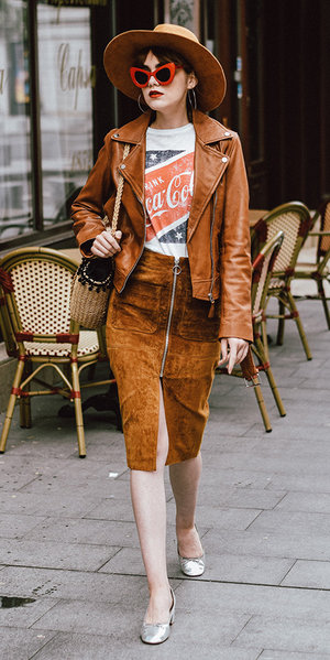 Kožená sukňa, mango,40