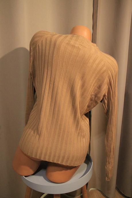 Bledo hnedý viskózový pletený sveter, l, l