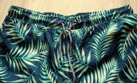 Plavky s tropickým vzorom zelených listov,v.xl/xxl, xxl