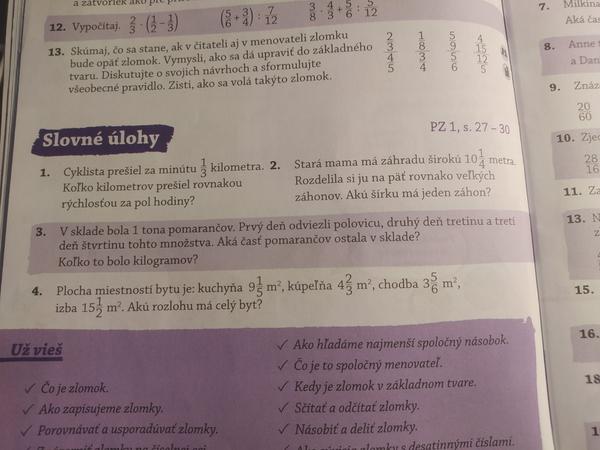 Zlomky - kontrola príkladov