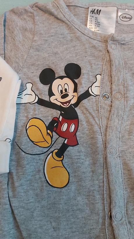 Set overalov/pyžamiek bez nožičiek mickey h&m 68, h&m,68