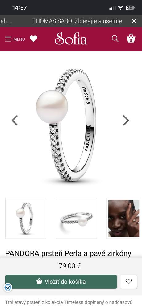 Pandora prsten s perlou, pandora