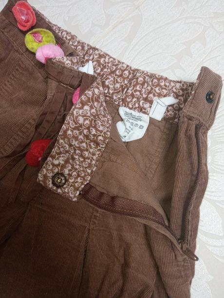 Dievčenská menčestrová sukňa s kvetmi (6-7 r.), h&m,122