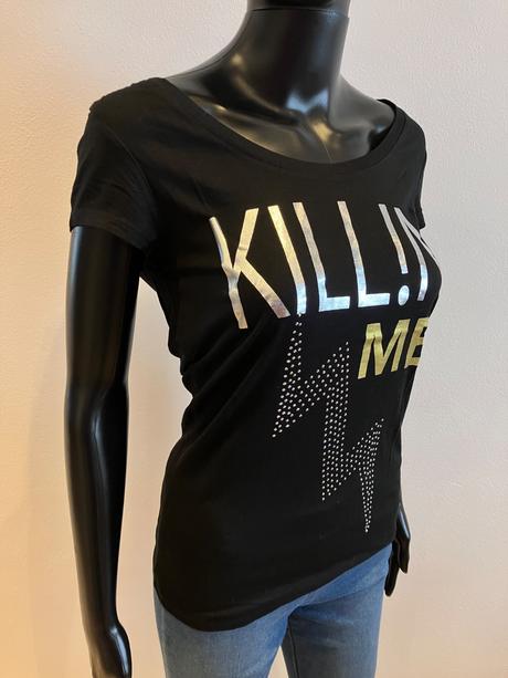 Dámske tričko s kamienkami čierne melrose (36), s