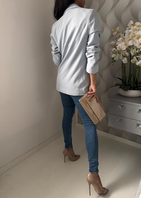 H&m - baby blue blazer, h&m,xs