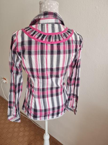 Ružovo-sivo-biela romantická košeľa tom tailor s, tom tailor,s