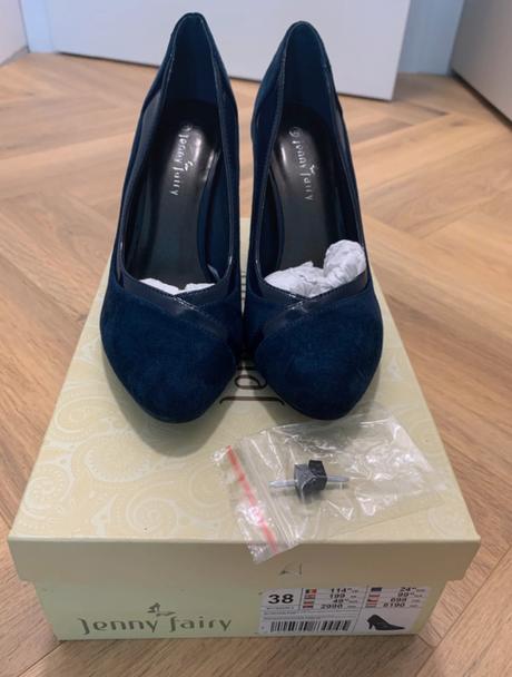 Dámske modré semišové lodičky jenny fairy, 38