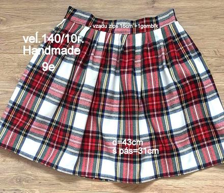 Dievčenská károvaná sukňa veĺ.140, handmade, 140