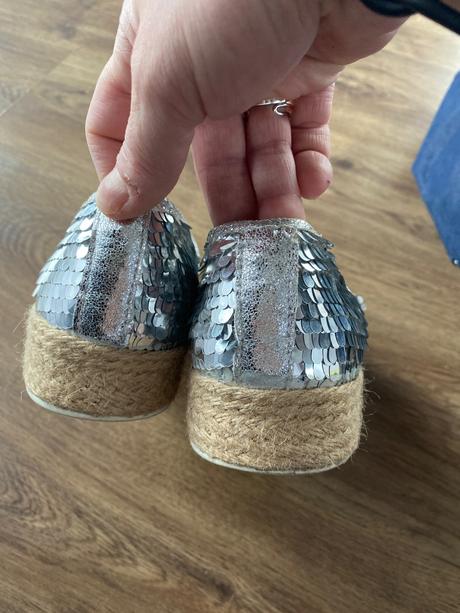 Flitrove strieborné espadrilky, 39