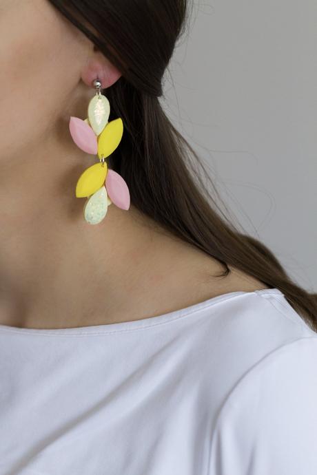 Slzičkove náušnice ružové žlté,