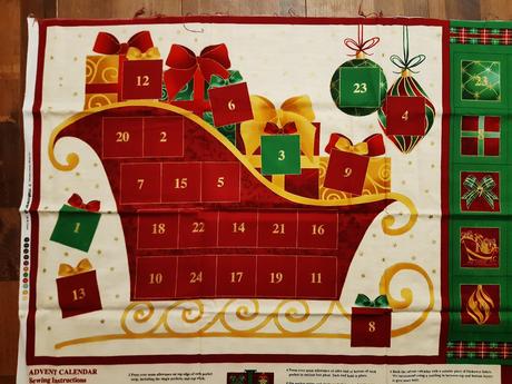 Bavlneny panel na adventny kalendar,