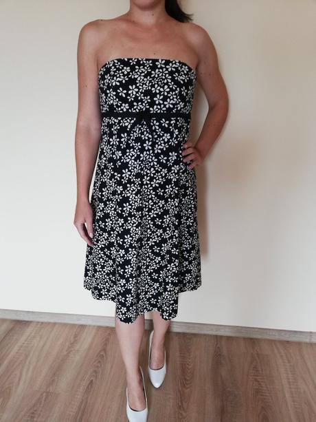Čierno-biele šaty s kvetinovým vzorom, f&f,38