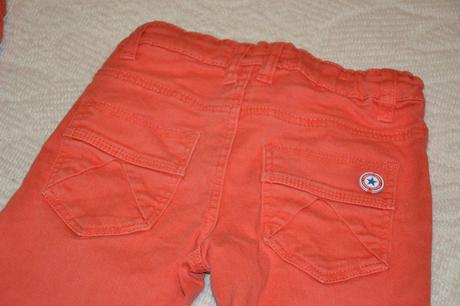 Nádherné cerveno-oranžové rifle unisex na 5-8r., reserved,122