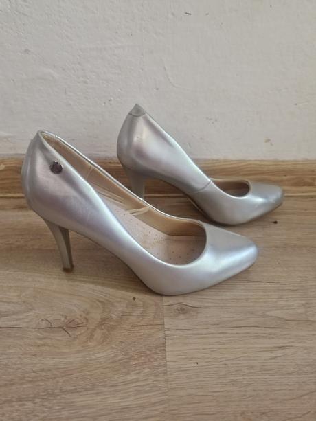 Lodičky la maria - metalické strieborné, 38