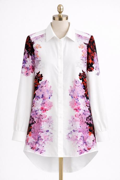 Dámska košeľa s kvetinovým vzorom, xl