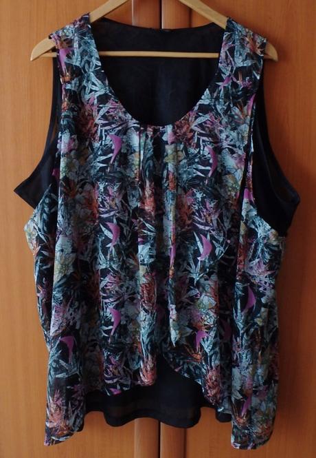 Blúzka laura torelli čierno kvetová, 56/58,2xl-4xl, xxxl