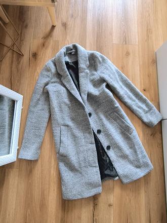Sivý vlnený kabát h&m, h&m,s