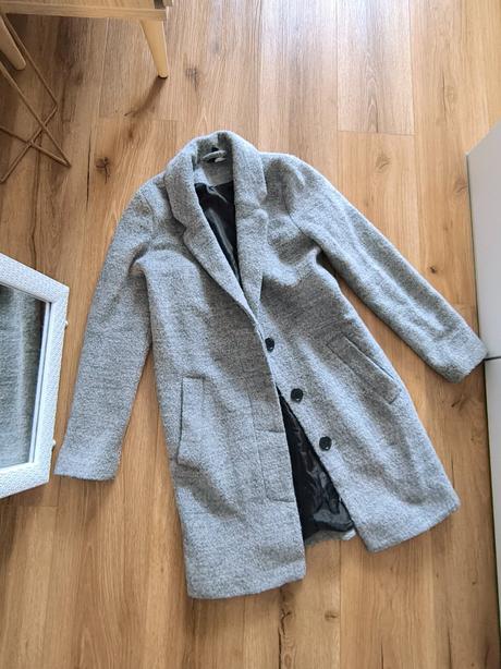 Sivý vlnený kabát h&m, h&m,s