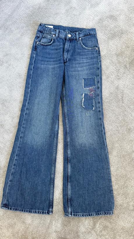 Wide leg džínsy so zaplatami zara 152-164, zara,158