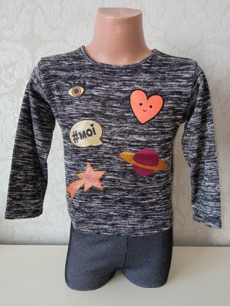 Dievčenský melírovaný sveter s potlačou (98-104), h&m,98