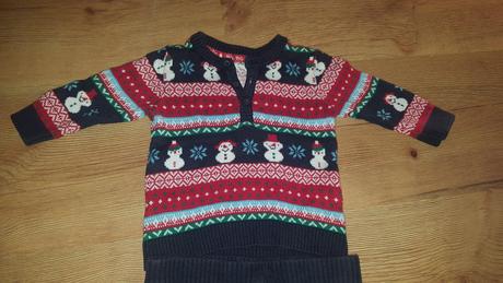 Vianočný komplet, svetrík a nohavičky, 62, f&f,62