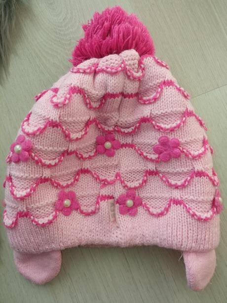 Dievčenská ružová zimná čiapka s goralkami, 116