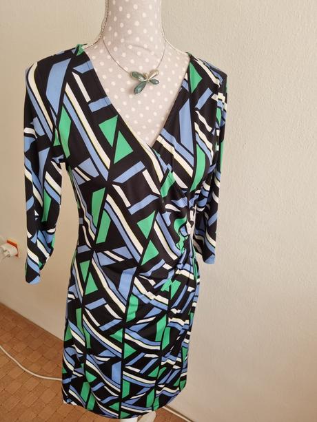 Čierno-zeleno-modro biele elast.šaty orsay 38, orsay,38