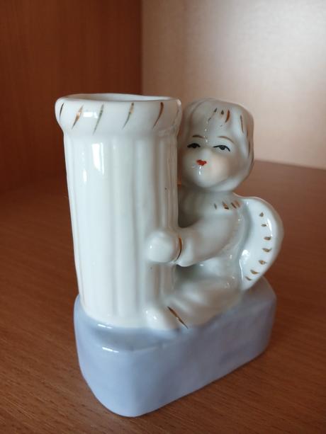 Keramický anjelik svietnik aj vázička 10x7 cm,