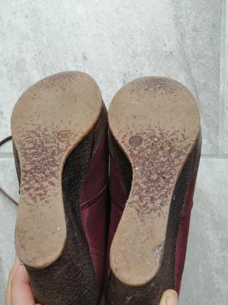 Bordové členkové zatepl. čižmy,v38,koža,vd 24,5cm, 38