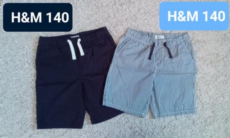 Šortky tmavomodré a pásikavé, h&m,140